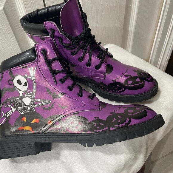 COMBAT BOOTS NIGHTMARE BEFORE CHRISTMAS SZ 7.5 JACK SKELLINGTON KAWAII SCARY - Picture 5 of 7